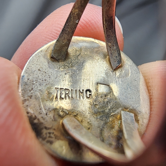 Vintage Navajo Turquoise Sterling Silver Ring, Size 5 1/4, Signed - Picture 10 of 11